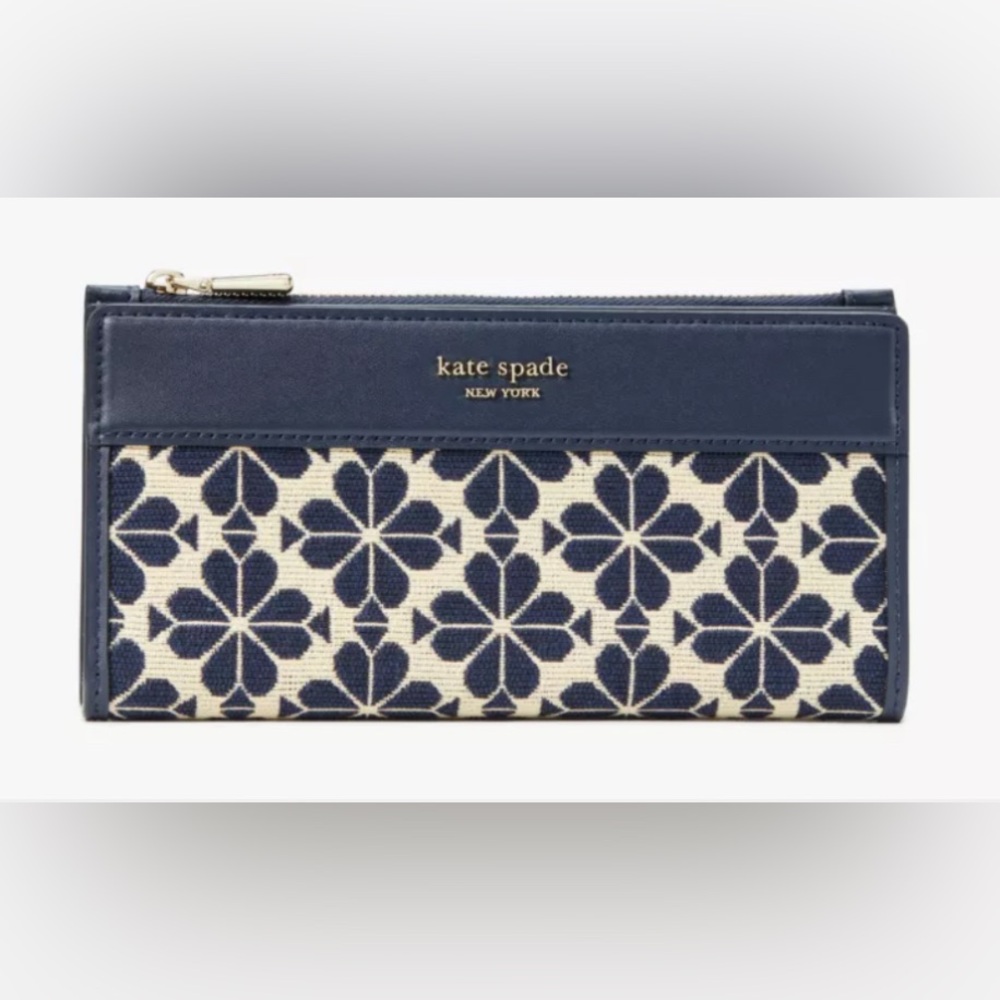 Kate Spade Flower Jacquard Stripe Everything Tote and Zip Slim Wallet - Picture 5 of 6